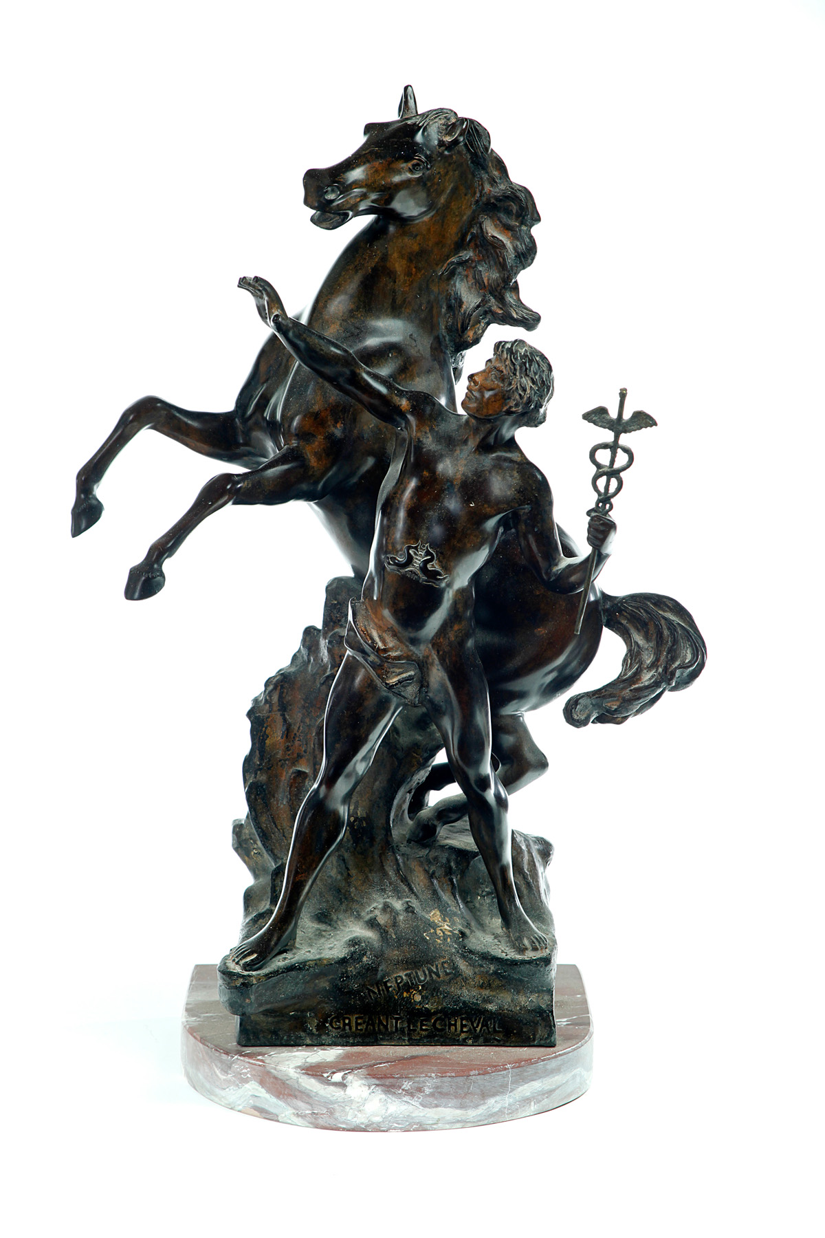 Appraisal: BRONZE NEPTUNE CREANT LE CHEVAL AFTER EMILE LOUIS PICAULT FRANCE