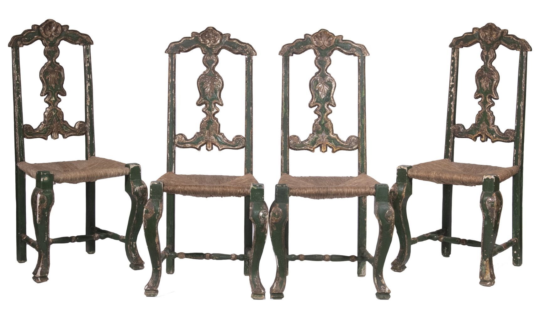 Appraisal: ITALIAN PAINT DECORATED SIDE CHAIRS Set of th c Green