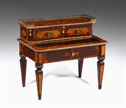 Appraisal: French miniature burl walnut gilt metal mounted and parquetry desk