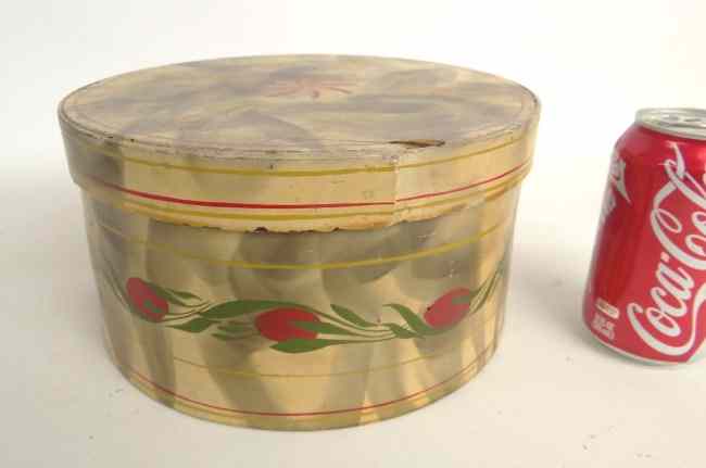 Appraisal: C 's paint decorated pantry box '' Diameter '' Ht