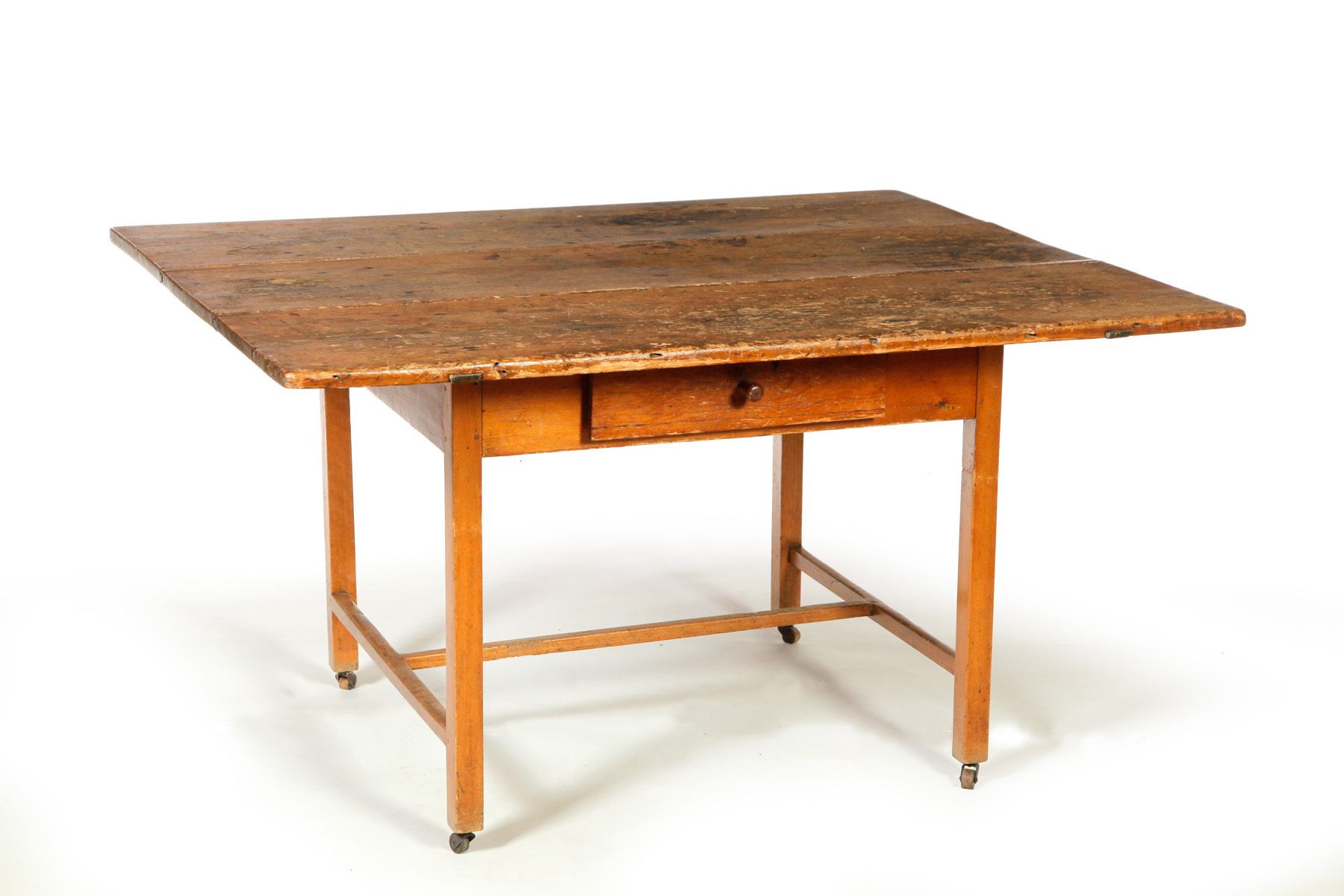 Appraisal: AMERICAN WORK TABLE Nineteenth century pine Rectangular top and single