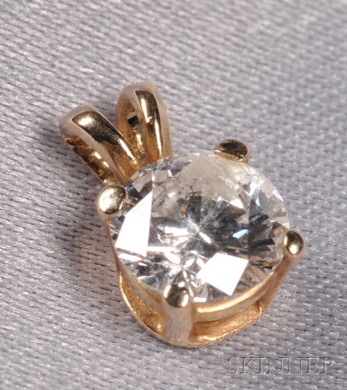 Appraisal: kt Gold and Diamond Pendant prong-set with a full-cut diamond