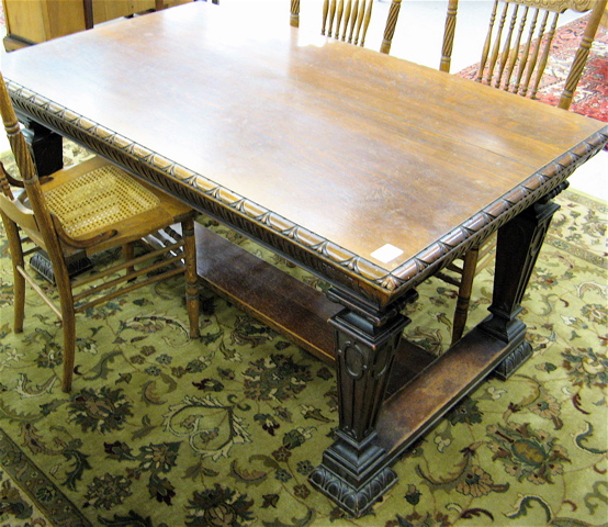 Appraisal: RECTANGULAR OAK LIBRARY TABLE American late th century the top