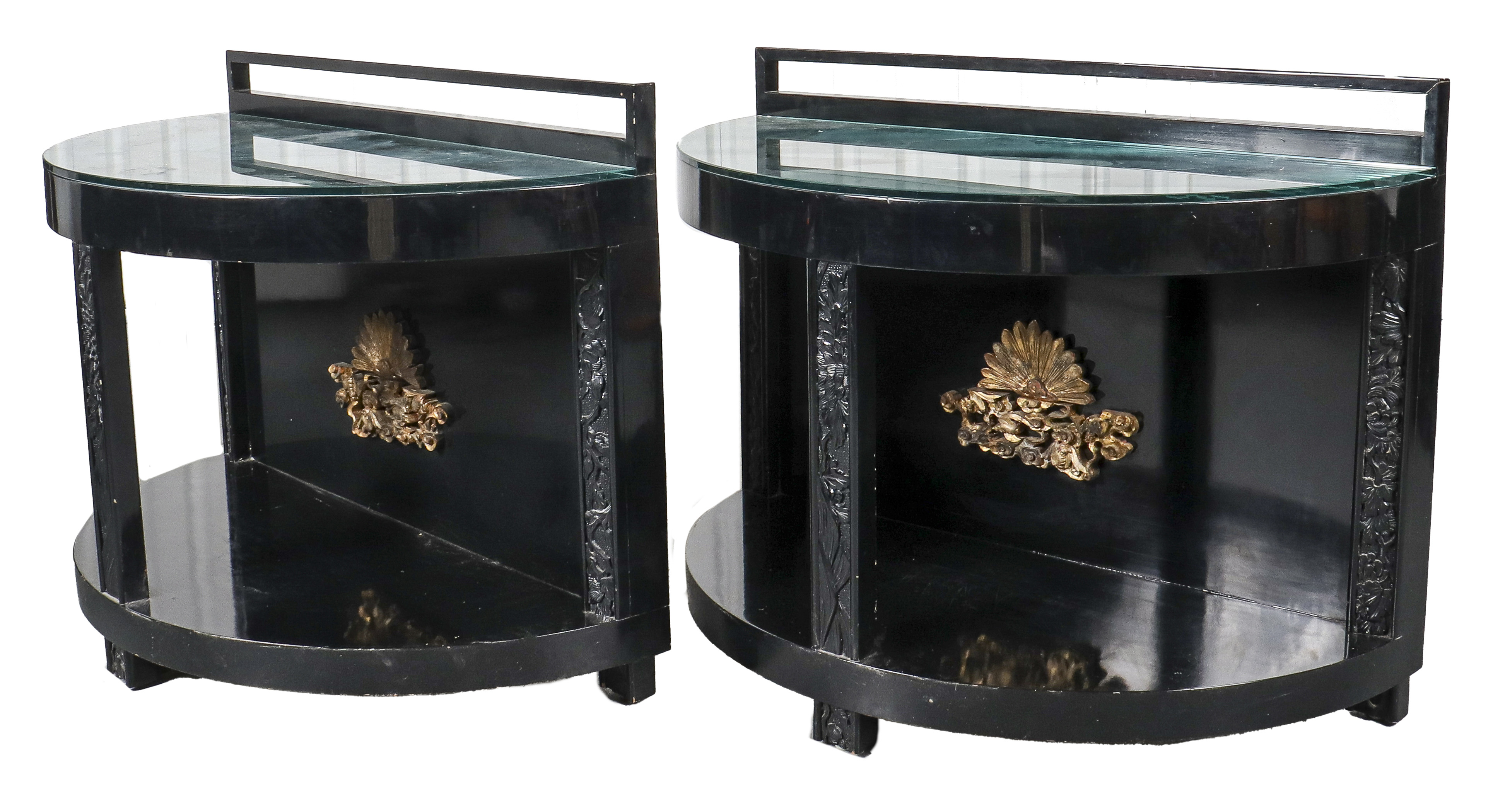 Appraisal: JAMES MONT ASIAN MANNER EBONIZED CONSOLE TABLES James Mont Asian