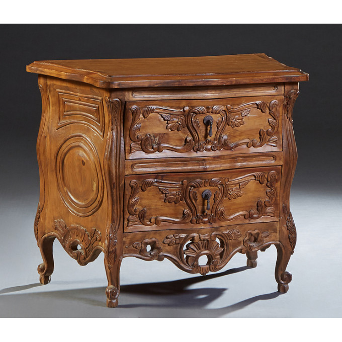 Appraisal: Diminutive French Provincial Style Bombe Carved Commode st c the