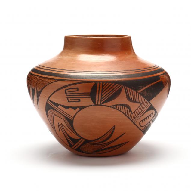 Appraisal: LARGE HOPI POTTERY JAR Circa s black on orange design