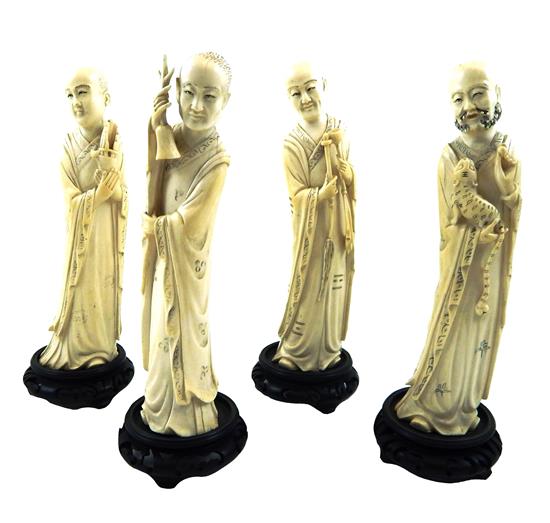 Appraisal: ASIAN Set of four Japanese ivory carvings depicting the four