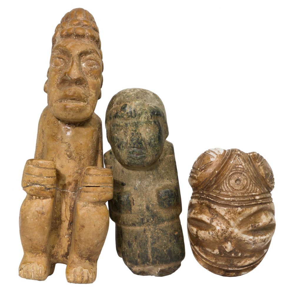 Appraisal: PRE-COLUMBIAN CHONTAL AND NICOYA CARVED STONE FIGURINE ASSORTMENT items including