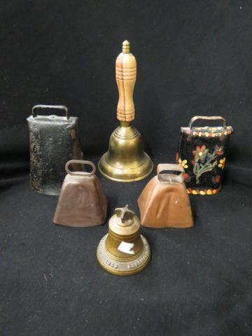 Appraisal: Antique Bells brass hand bell cow bells more