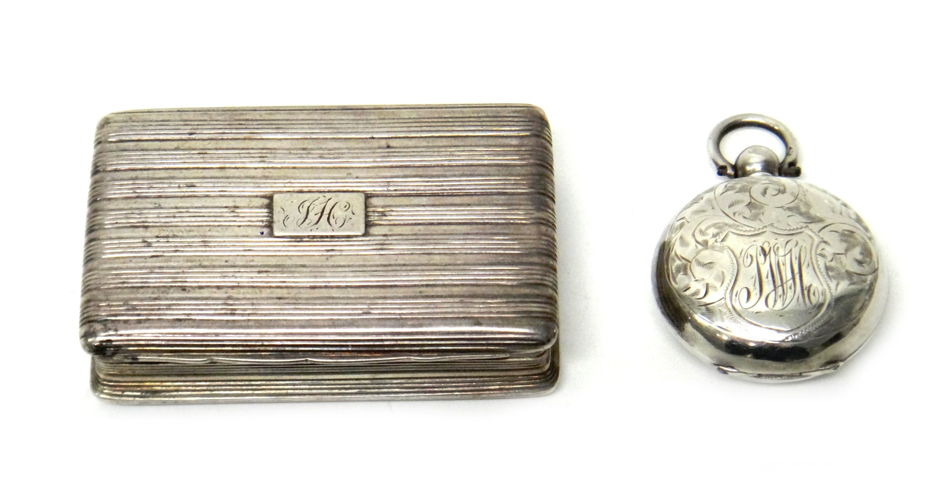 Appraisal: Silver comprising a George III rectangular snuff box the exterior