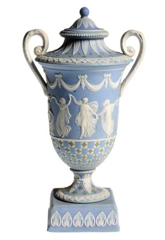 Appraisal: A WEDGWOOD WHITE JASPER WARE VASE AND COVER the vase