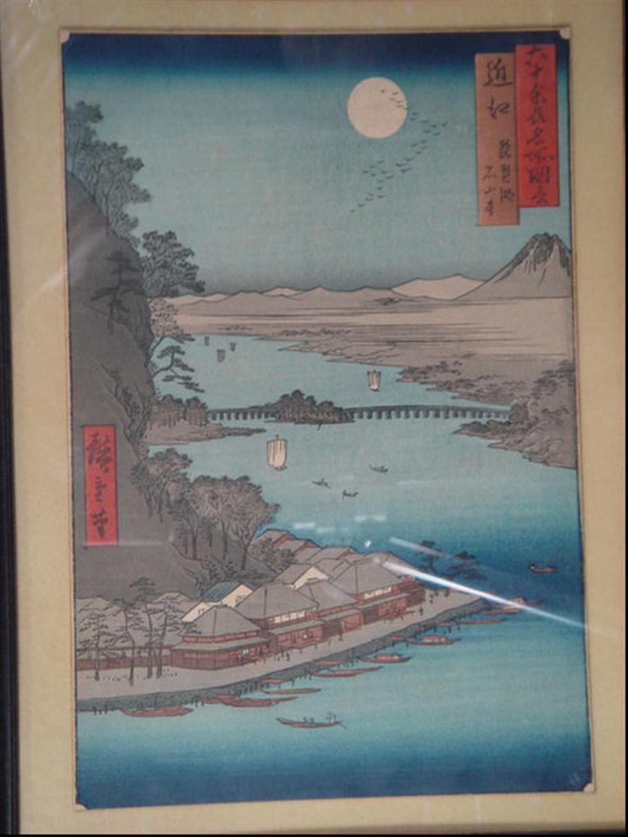 Appraisal: After Ando Hiroshige Japanese - Ishiyama Temple and Lake Biwa