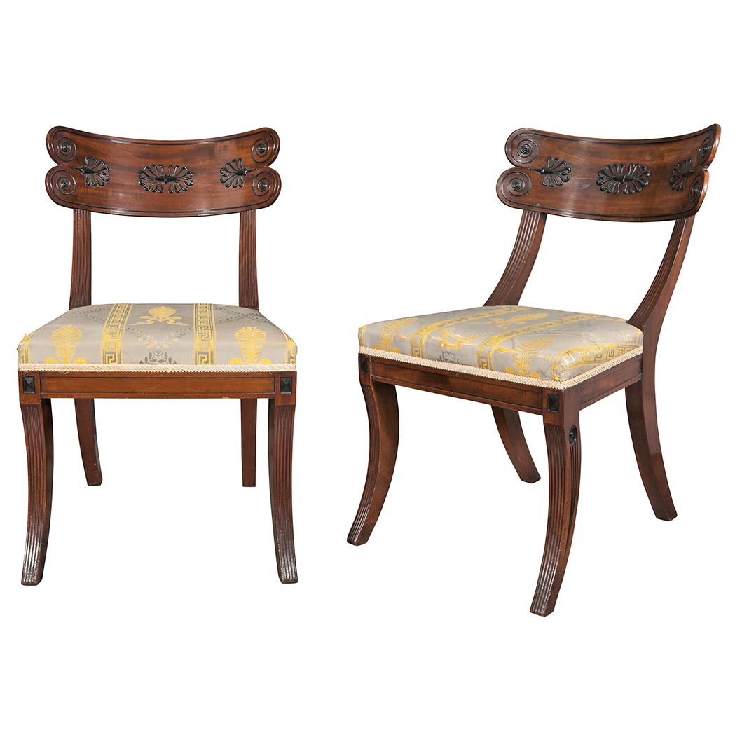 Appraisal: Pair of Regency Mahogany and Part Ebonized Klismos Chairs In