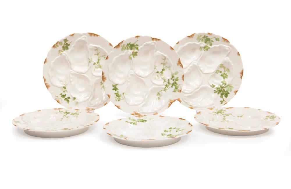 Appraisal: Six Limoges Porcelain Oyster Plates marked D C France and