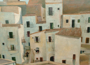 Appraisal: Herbert Flugelman b - Spanish village scene oil on canvas