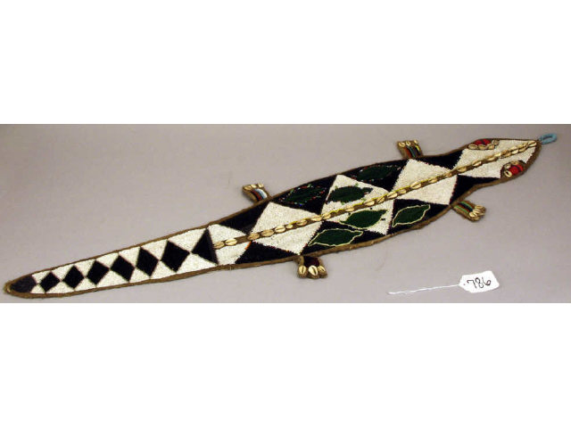 Appraisal: Old beaded on cloth lizard form hanging of unknown origin