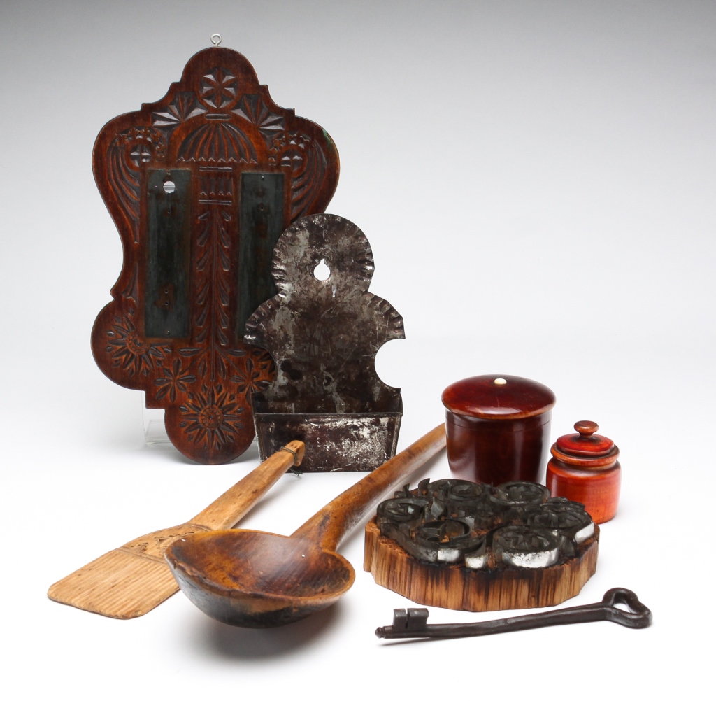 Appraisal: GROUPING OF AMERICAN HOUSEHOLD ITEMS Nineteenth century Including a wall