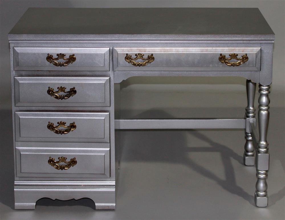 Appraisal: SILVER PAINTED TRADITIONAL STYLE STUDENT'S DESK having a rectangular top