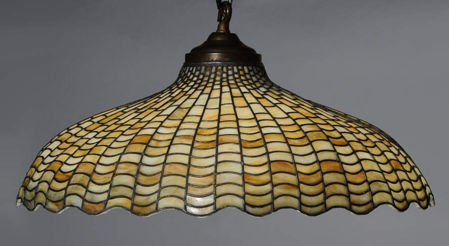 Appraisal: Leaded Glass Hanging Dome Light Fixture attributed to Gorham diameter