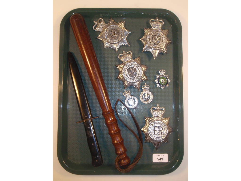 Appraisal: A policeman's truncheon knife and scabbard and a quantity of