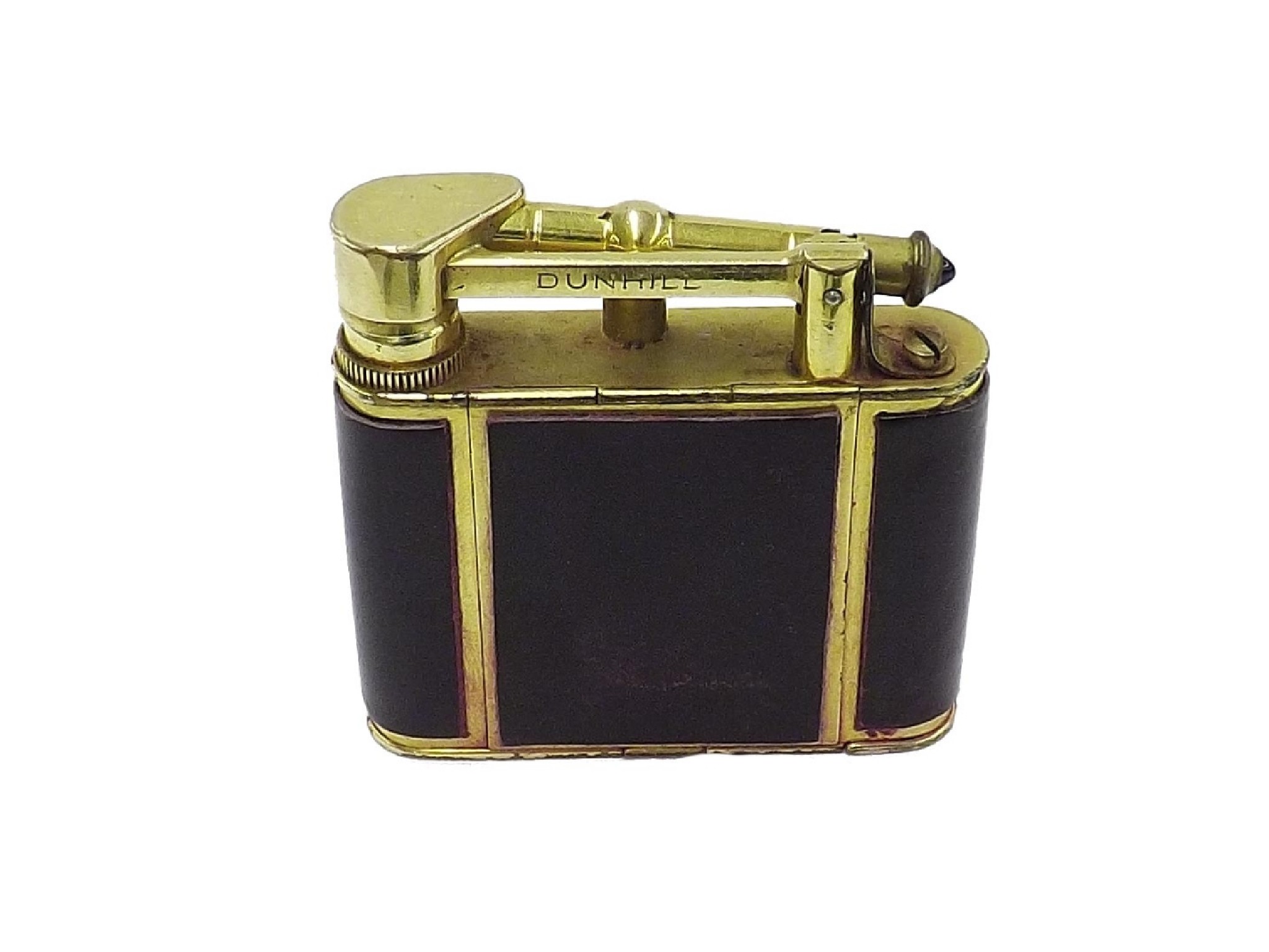 Appraisal: Vintage Dunhill gilt brass and oxblood lady's compact lighter fitted