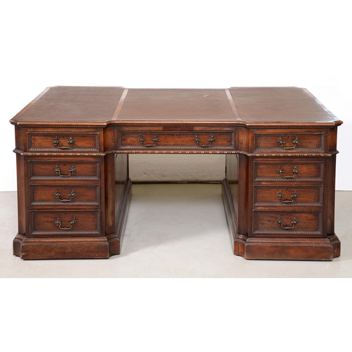 Appraisal: A mahogany partners desk c in George II style the