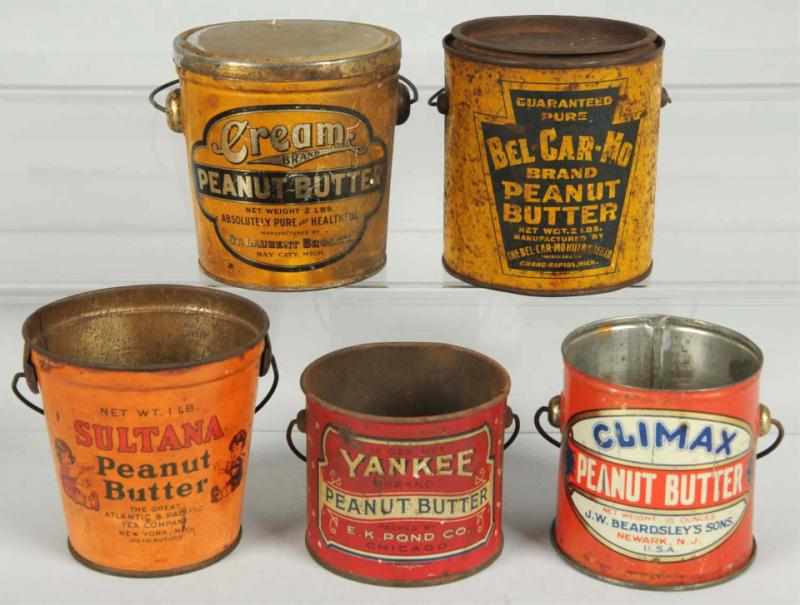 Appraisal: Lot of Peanut Butter Pails with Handles Three without lids