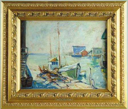 Appraisal: EMILE ALBERT GRUPPE American - AT THE WHARF GLOUCESTER Oil