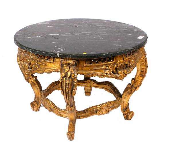 Appraisal: A Louis XV style marble topped coffee table height in