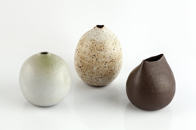 Appraisal: Joanna Constantinidis British - Three vasesone with speckled glaze another