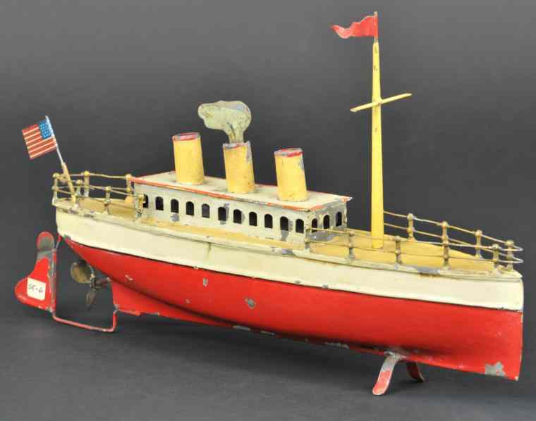 Appraisal: STOUDT LINER Germany hand painted overall red and white hull