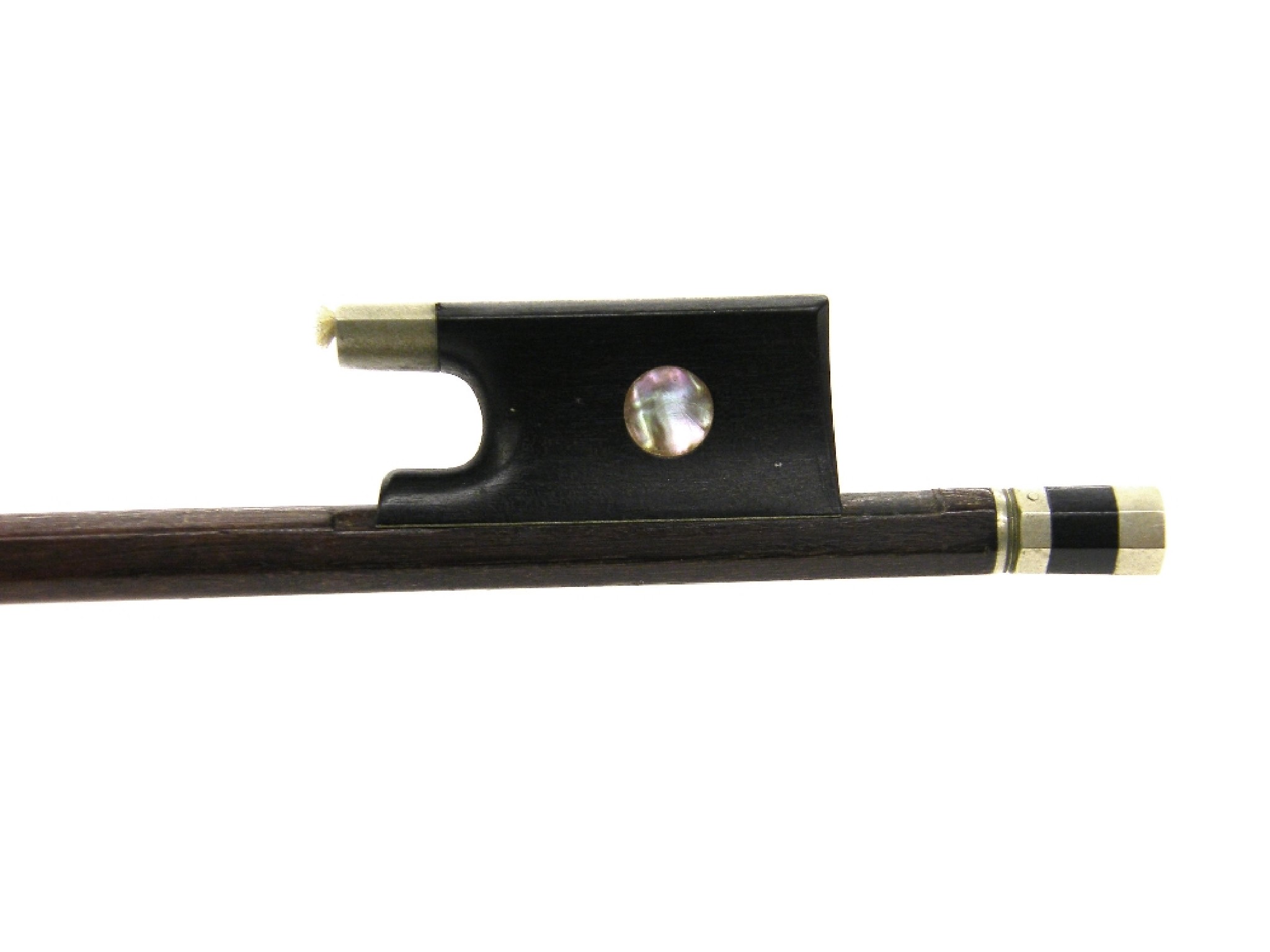 Appraisal: French nickel mounted violin bow by and stamped Prosper Colas