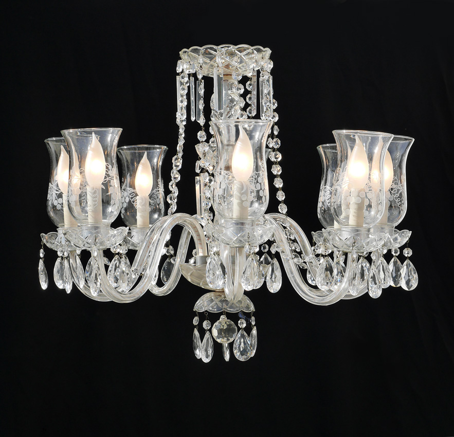 Appraisal: ARM CRYSTAL CHANDELIER shaped glass arms cut crystal body and