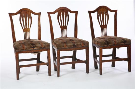 Appraisal: THREE GEORGE III STYLE SIDE CHAIRS English mid th century