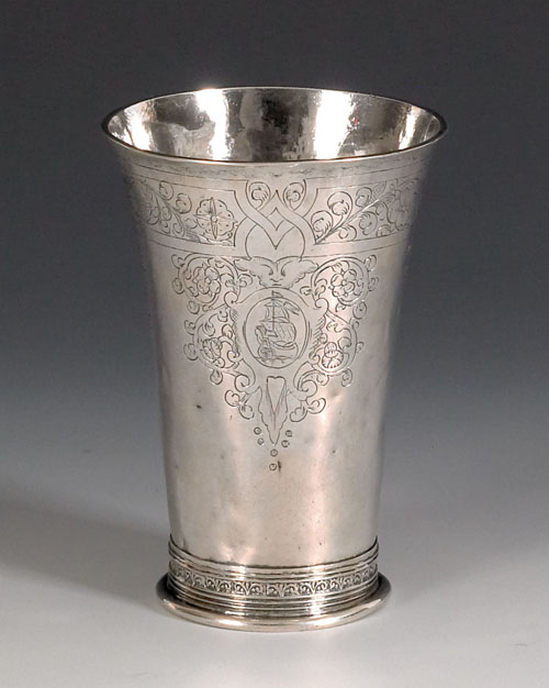 Appraisal: Continental silver beaker late th c probably Dutch with three