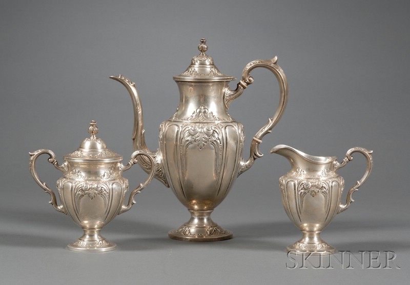 Appraisal: Fischer Sterling Three Piece Rococo Revival Coffee Set th century