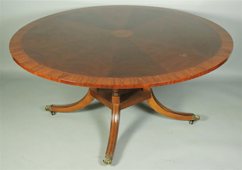 Appraisal: CLASSICAL STYLE HICKORY WHITE MAHOGANY INLAID AND CARVED DINING TABLE