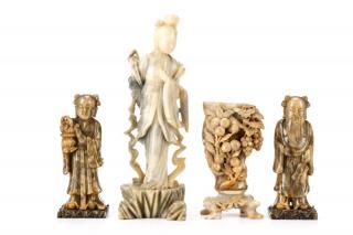 Appraisal: Four Hand Carved Soapstone Items Chinese th century A group