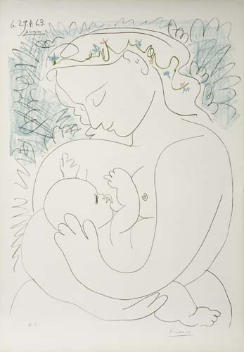 Appraisal: PABLO PICASSO after Grande Maternit Color lithograph on Arches wove