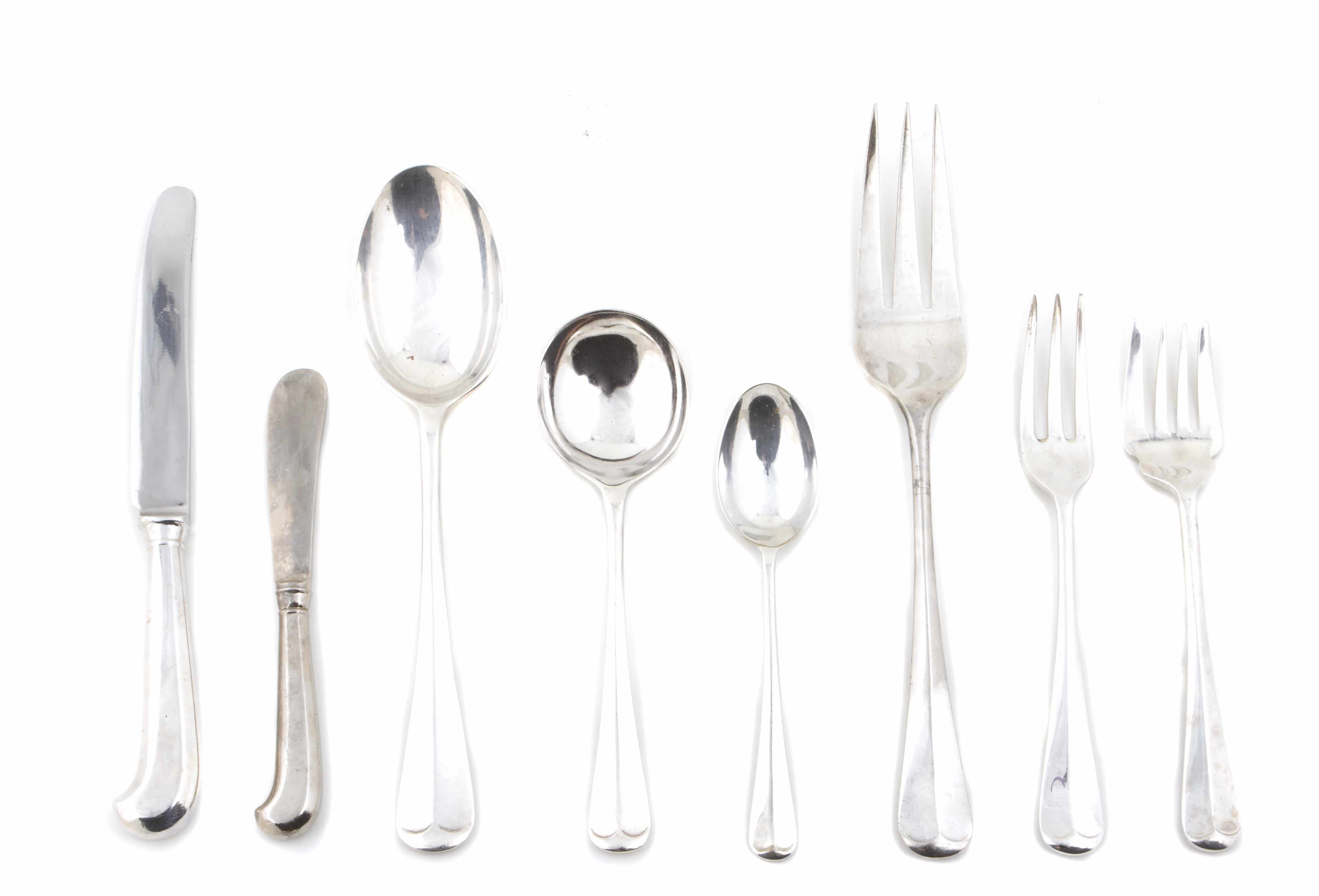 Appraisal: An English plated assembled partial flatware set with case Chiefly