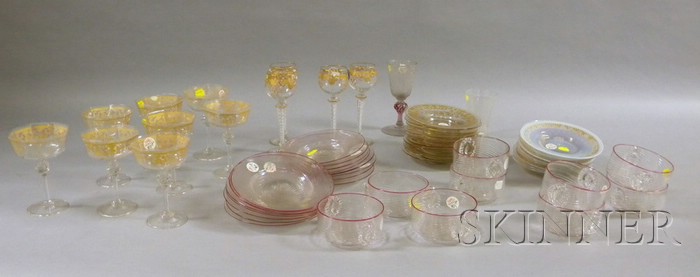 Appraisal: Sixty-one Pieces of European Art Glass Tableware including twelve pieces