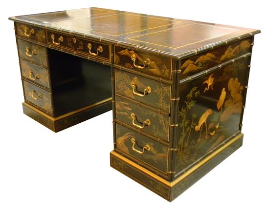 Appraisal: th C Drexel Heritage lacquered Chinoiserie desk George III form