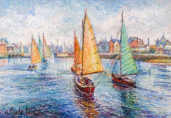 Appraisal: Hughes Claude Pissarro French born Harbor Scene signed 'H Claude