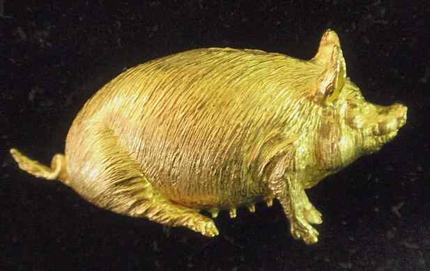 Appraisal: Ladies brooch of a seated pig k yg marked HP