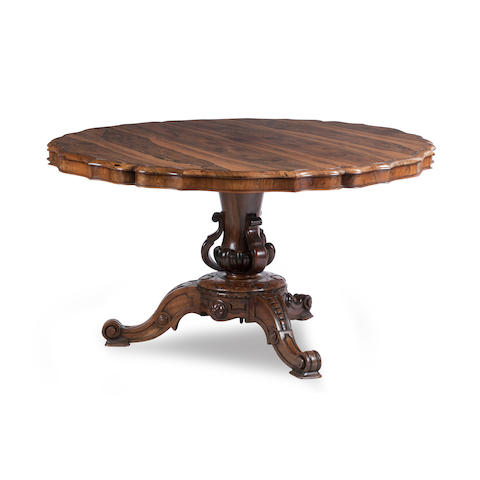 Appraisal: A Victorian Rosewood Centre Table The circular top with serpentine