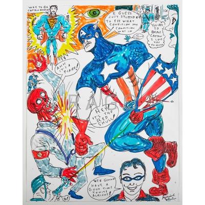 Appraisal: Daniel Johnston American b Untitled Two Ink and watercolor on