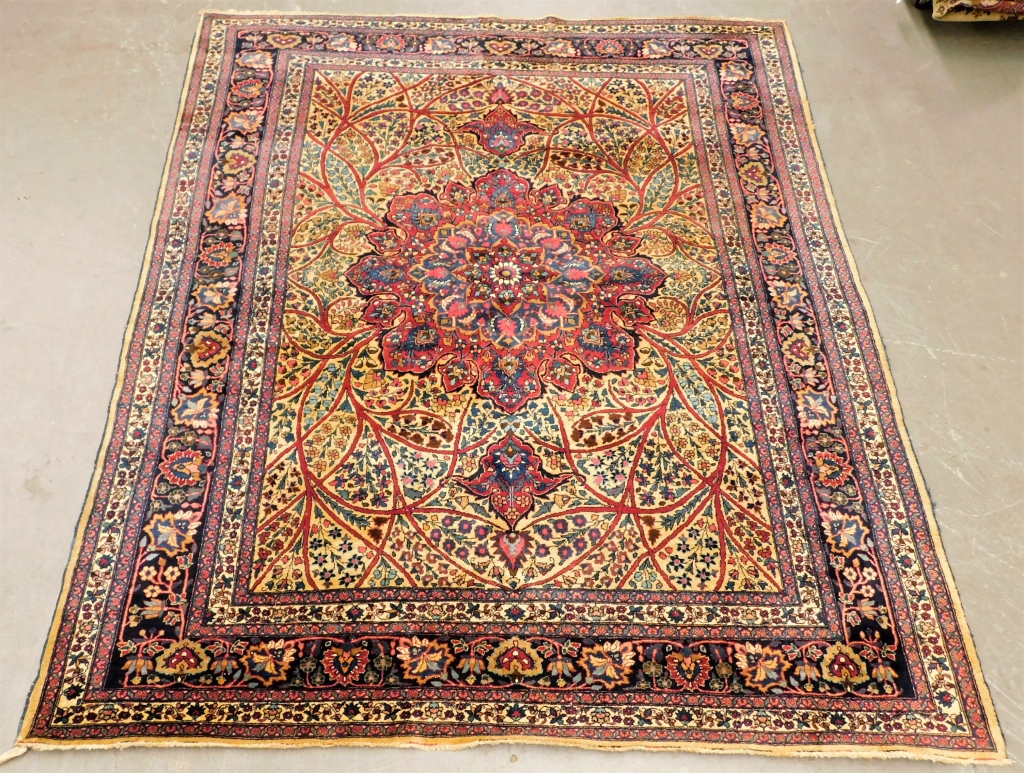 Appraisal: LG ANTIQUE PERSIAN FLORAL TENDRIL CARPET RUG Middle East th