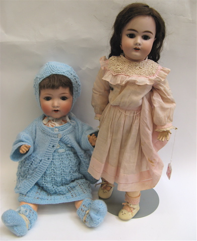 Appraisal: TWO BISQUE HEAD GIRL DOLLS Armand Marseilles mold inches ht