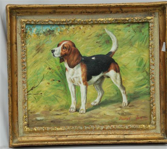 Appraisal: FOX DAVID OIL ON CANVAS Portrait of a Beagle Signed