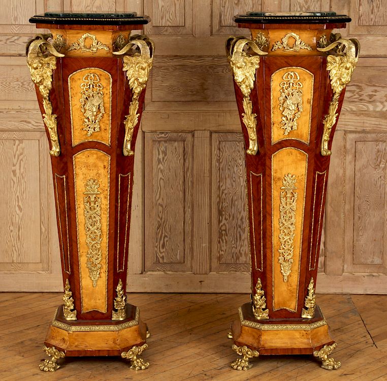 Appraisal: MONUMENTAL PAIR LOUIS XV STYLE PEDESTALS A monumental pair of